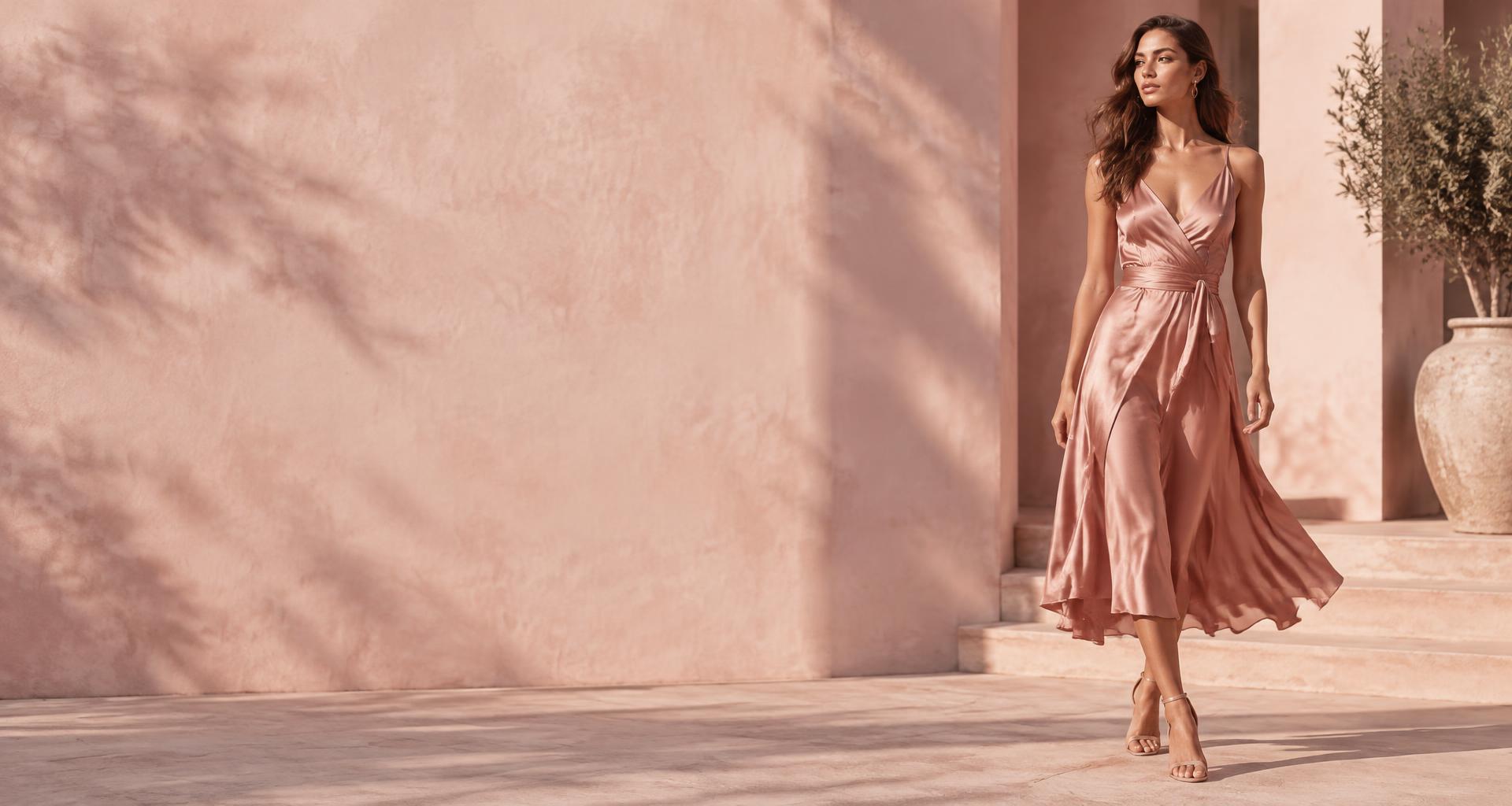 Nova coleção Maria Leopoldina — vestido rosé com elegância e movimento